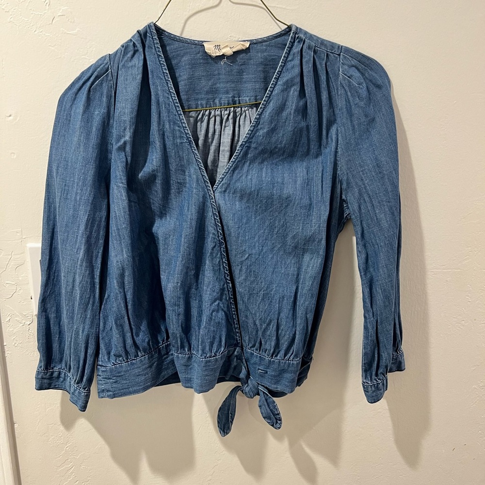 Madewell faux wrap denim top